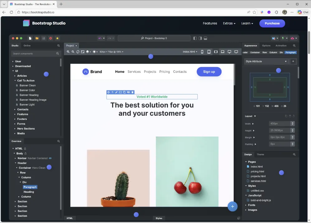 Bootstrap Studio interface overview
