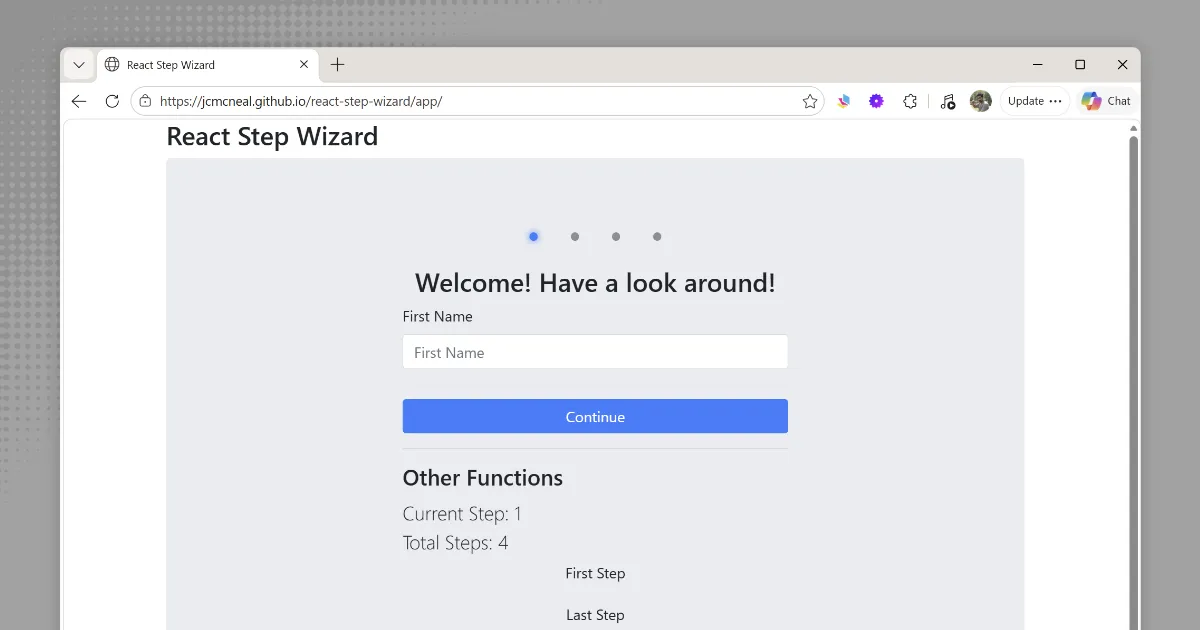 React Step Wizard demo