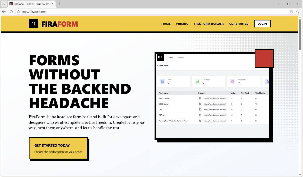 FiraForm dashboard interface